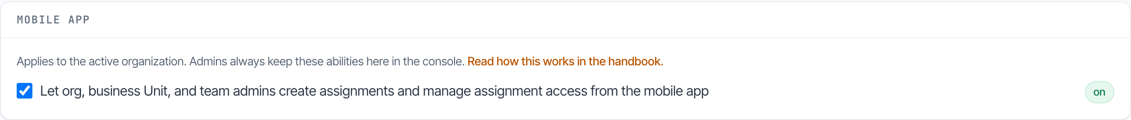 Mobile policy settings