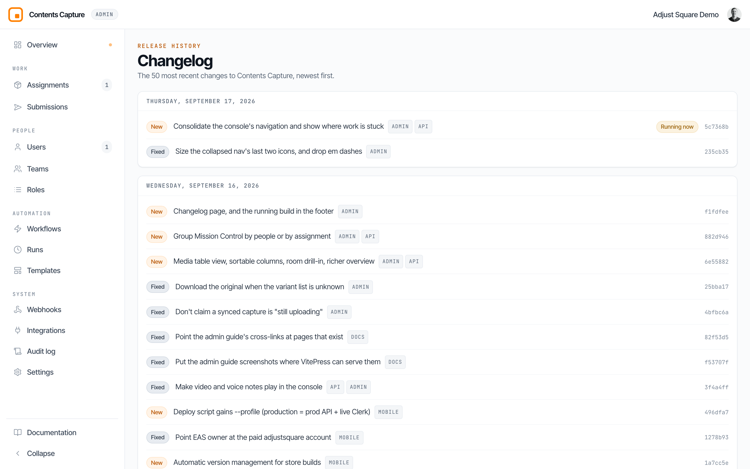 The changelog