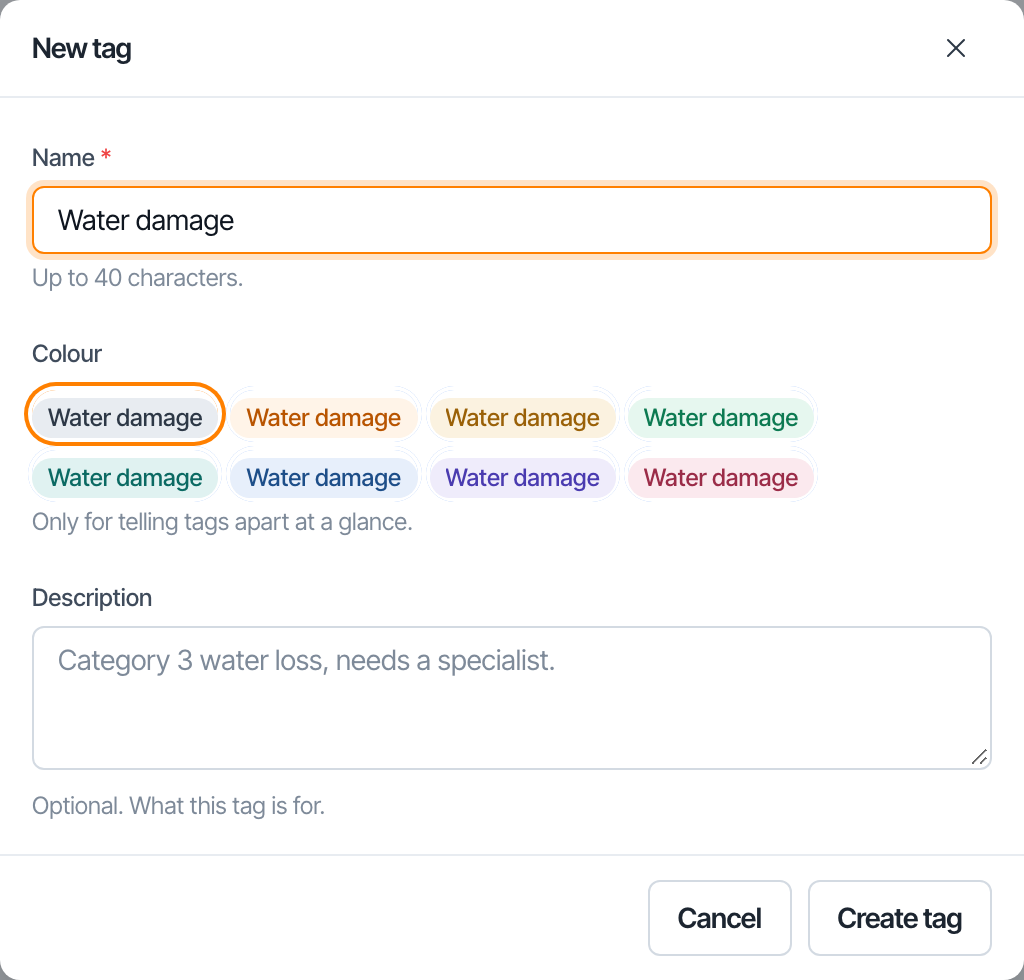 Creating a tag